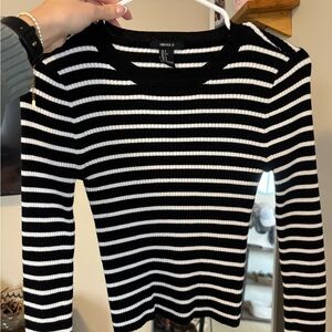 Forever 21 Black and White Striped Top
